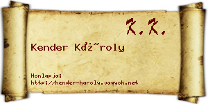 Kender Károly névjegykártya