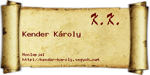 Kender Károly névjegykártya