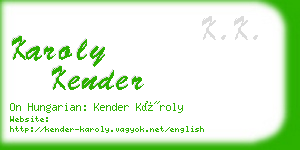 karoly kender business card